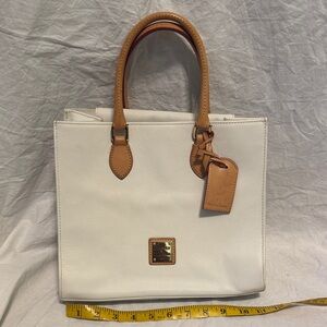 Dooney & Bourke White Tote with Tan Leather Trim